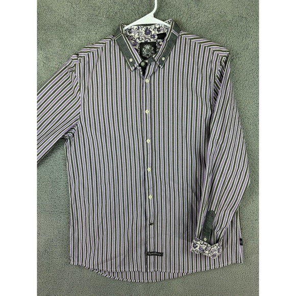 English Laundry Blaque Label Shirt Mens Large Pink Striped Long Sleeve Flip Cuff